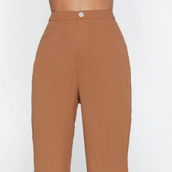 NASTY GAL Tapered High-Waisted Pants - Picture 1 of 9